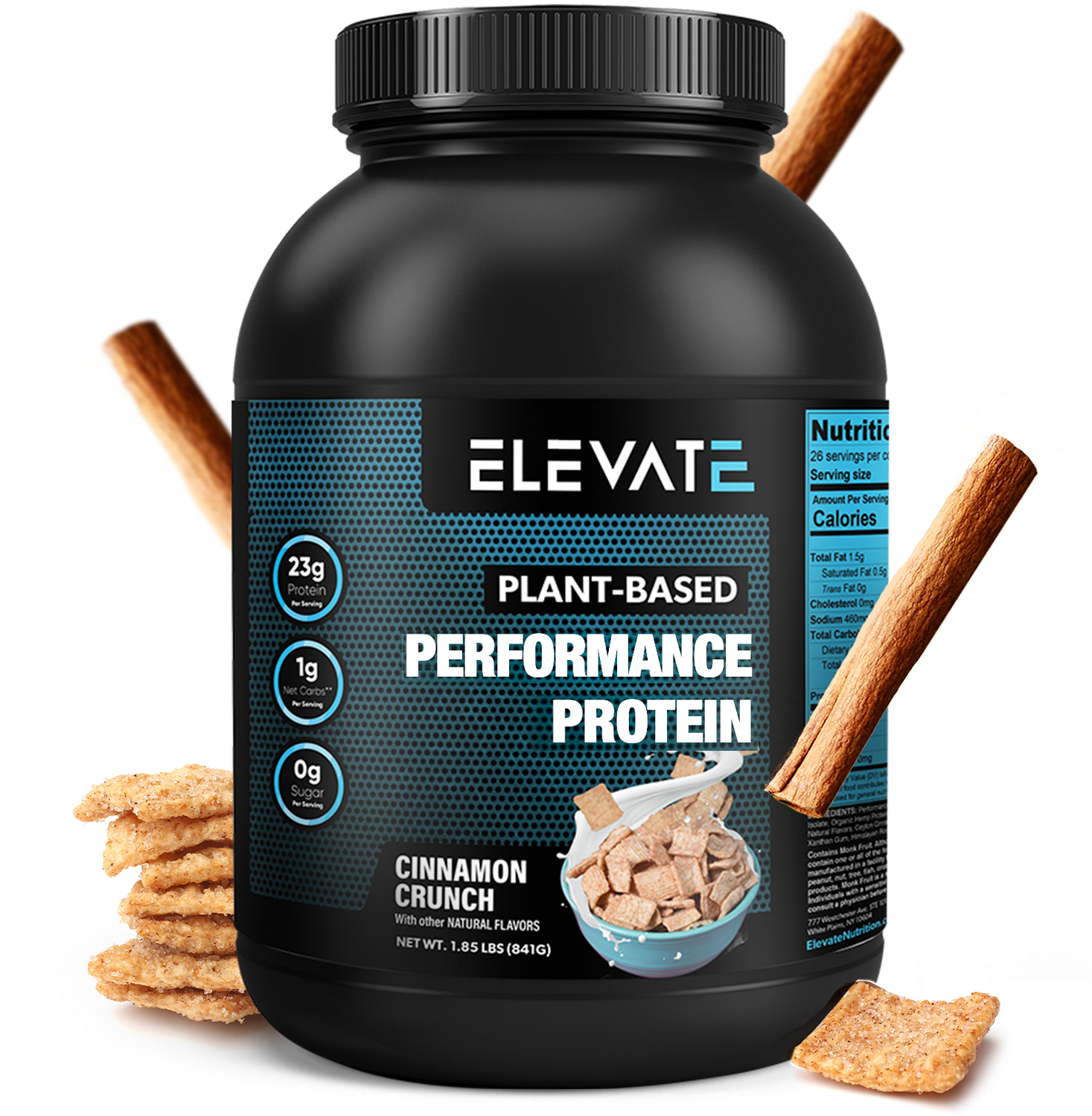 plant based chocolate brownie protein powder by Elevate Nutrition magnified