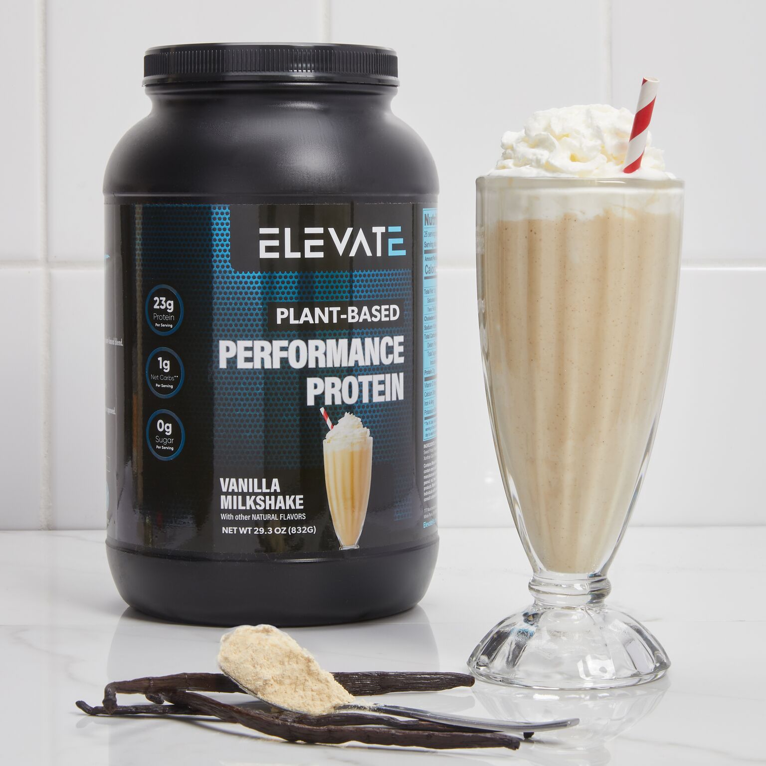 plant based performance protein vanilla milkshake pop up