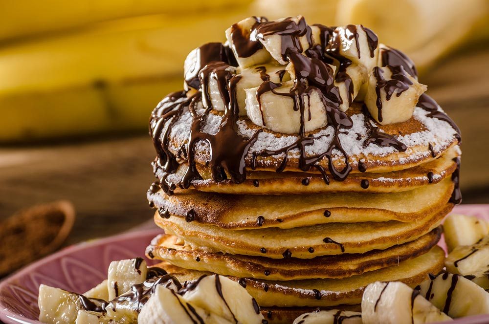vegan chocolate banana pancakes post